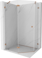 Mexen Lunar cabine de douche pentagonale pivotante gauche 100 x 80 cm, transparent, cuivre brossé - 831-100L-080P-65-00-L
