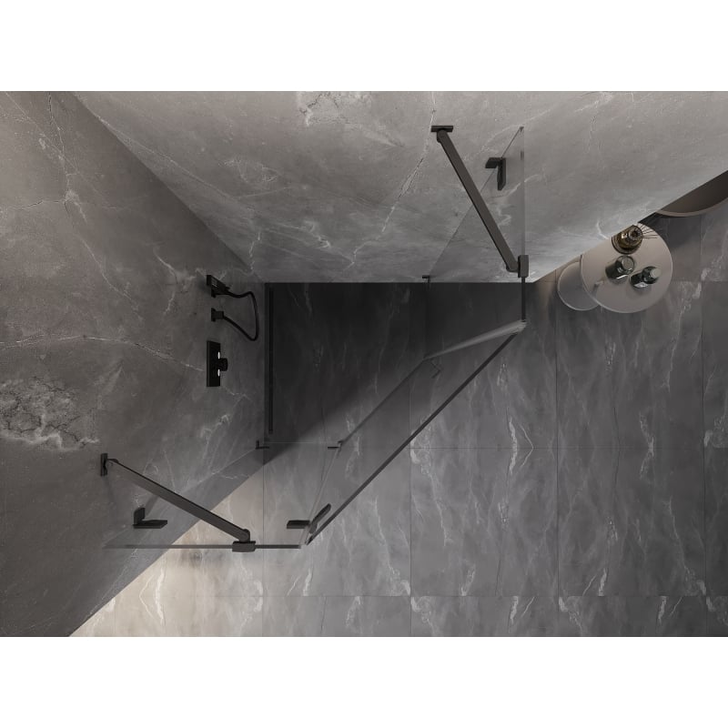 Mexen Lunar cabine de douche pentagonale pivotante gauche 80 x 80 cm, transparent, gris canon brossé - 831-080L-080P-66-00-L