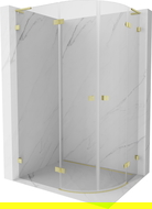 Mexen Lunar L cabine de douche demi-ronde pivotante gauche 80 x 70 cm, transparent, or brossé - 833L-080L-070P-55-00