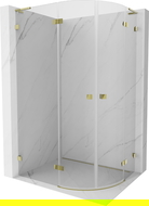 Mexen Lunar L cabine de douche arrondie pivotante gauche 80 x 70 cm, transparent, or - 833L-080L-070P-50-00