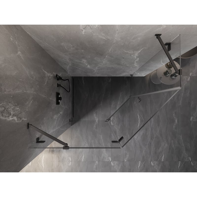 Mexen Lunar cabine de douche pentagonale pivotante gauche 90 x 80 cm, transparent, gris canon brossé - 831-090L-080P-66-00-L