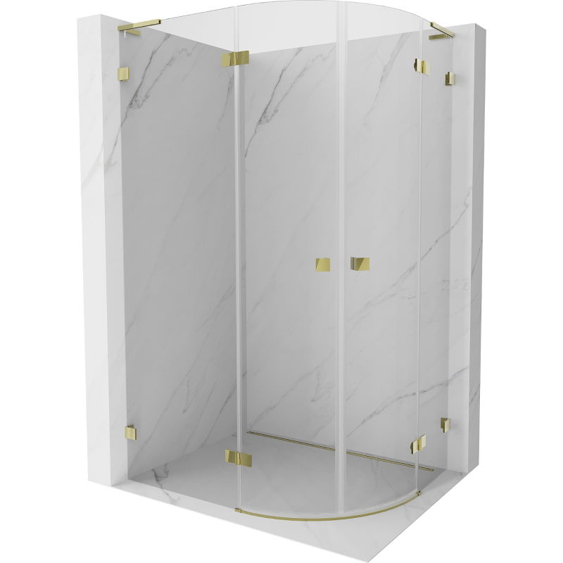 Mexen Lunar L cabine de douche semicirculaire pivotante gauche 100 x 80 cm, transparent, or - 833L-100L-080P-50-00