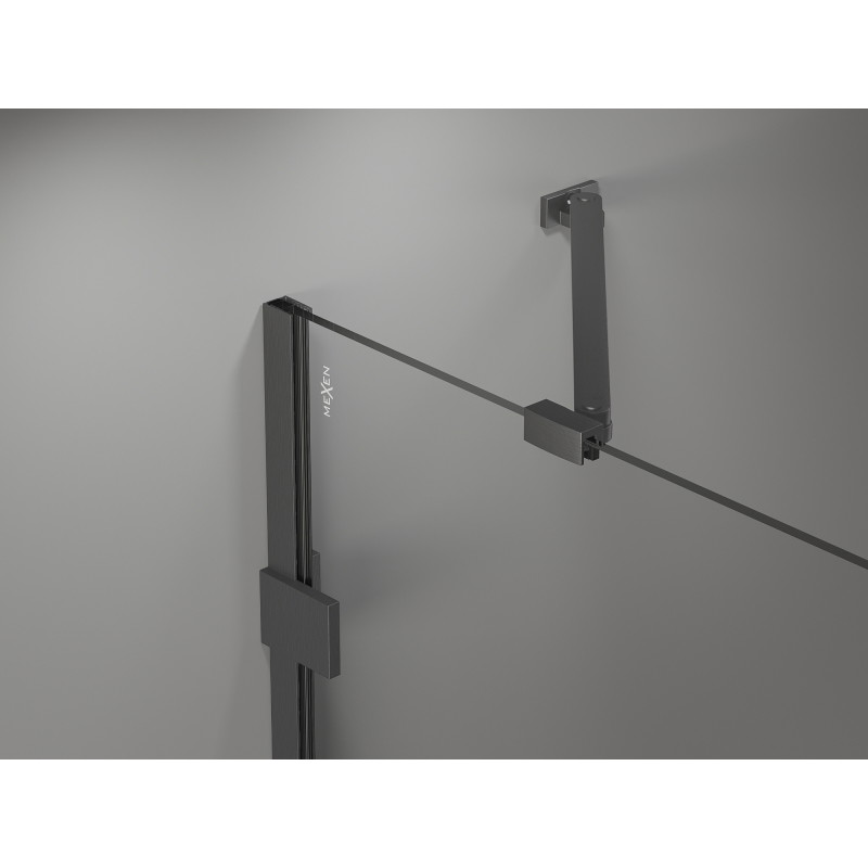 Mexen Lunar cabine de douche pentagonale pivotante gauche 90 x 90 cm, transparent, gris canon brossé - 831-090L-090P-66-00-L