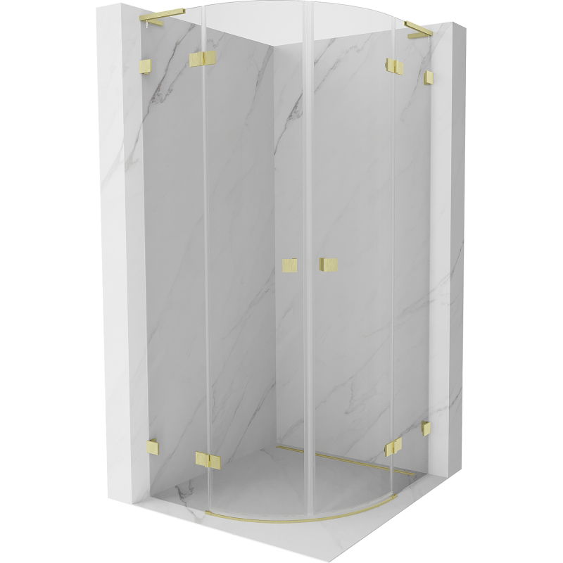 Mexen Lunar L cabine de douche semi-circulaire pivotante 80 x 80 cm, transparent, or brossé - 833L-080L-080P-55-00