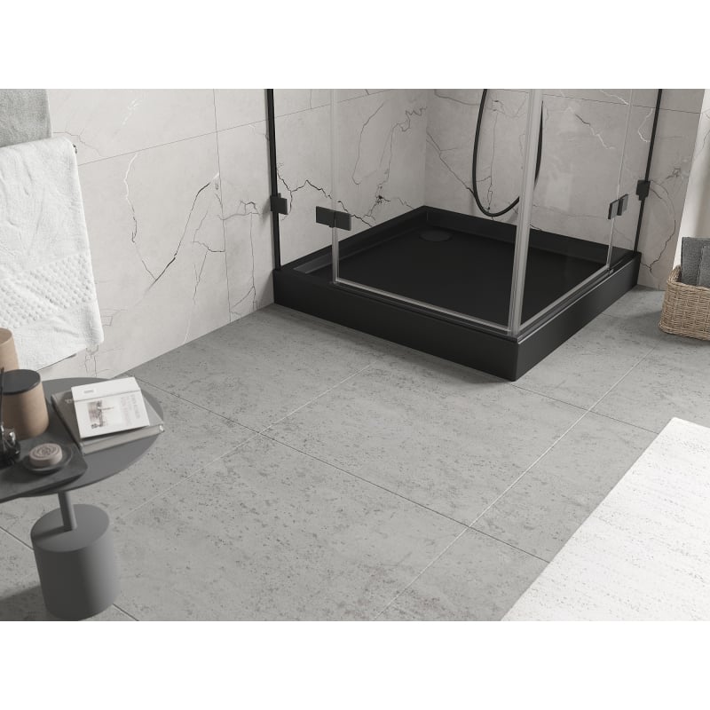 Mexen Flow+ receveur de douche carré 80 x 80 cm, noir mat - 46S708080H