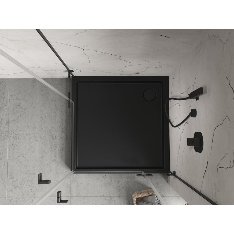 Mexen Flow+ receveur de douche carré 90 x 90 cm, noir mat - 46S709090H