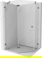 Mexen Lunar cabine de douche pentagonale pivotante gauche 100 x 80 cm, transparent, gun gray brossé - 831-100L-080P-66-00-L
