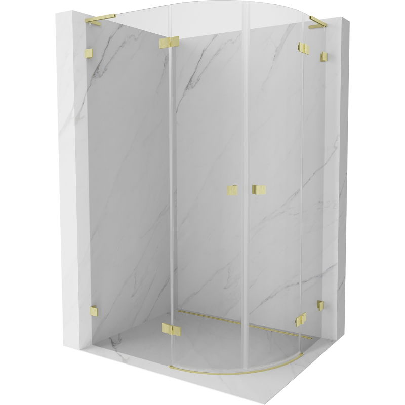 Mexen Lunar L cabine de douche semi-circulaire pivotante gauche 100 x 70 cm, transparent, or brossé - 833L-100L-070P-55-00