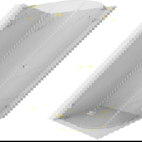 Mexen Lunar L cabine de douche semi-circulaire pivotante gauche 100 x 70 cm, transparent, or brossé - 833L-100L-070P-55-00