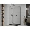 Mexen Roma cabine de douche pivotante 120 x 80 cm, transparente, noire + receveur de douche Flat, noir - 854-120-080-70-00-4070B