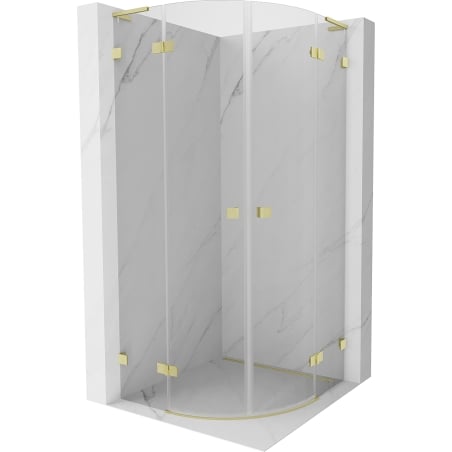Mexen Lunar L cabine de douche semi-circulaire pivotante 100 x 100 cm, transparent, or brossé - 833L-100L-100P-55-00