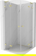 Mexen Lunar L cabine de douche demi-circulaire pivotante 100 x 100 cm, transparent, or brossé - 833L-100L-100P-55-00