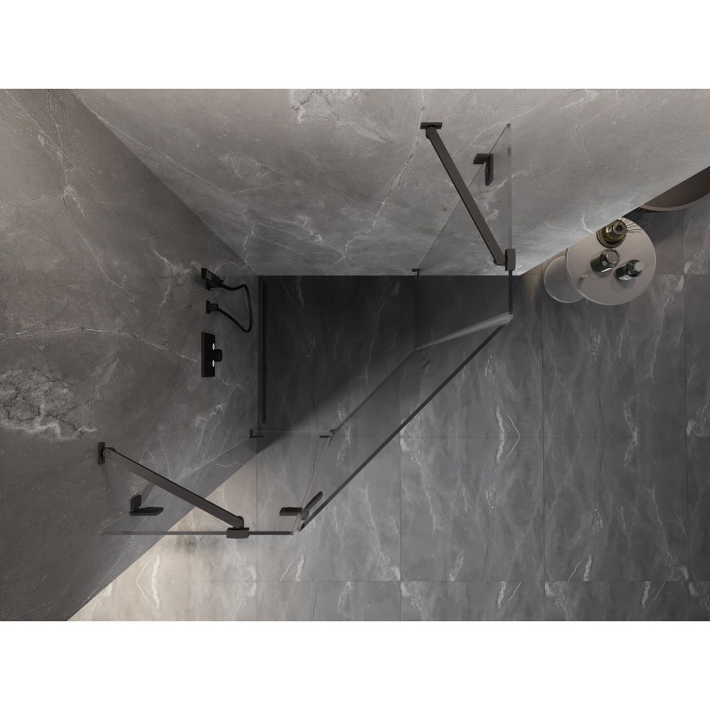 Mexen Lunar cabine de douche pentagonale pivotante gauche 100 x 100 cm, transparent, gris canon brossé - 831-100L-100P-66-00-L