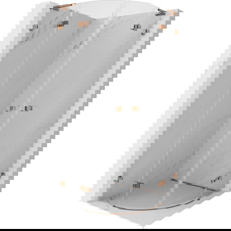 Mexen Lunar L cabine de douche semi-circulaire battante 70 x 70 cm, transparent, or rose - 833L-070L-070P-60-00