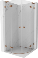 Mexen Lunar L cabine de douche demi-ronde pivotante 100 x 100 cm, transparent, or rose - 833L-100L-100P-60-00