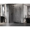 Mexen Lunar cabine de douche pentagonale pivotante gauche 90 x 80 cm, transparente, noire - 831-090L-080P-70-00-L