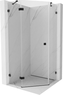 Mexen Lunar cabine de douche pentagonale pivotante gauche 90 x 90 cm, transparente, noire - 831-090L-090P-70-00-L