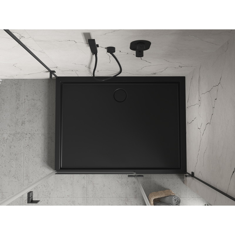 Mexen Flow+ receveur rectangulaire 100 x 70 cm, noir mat - 46R707010H