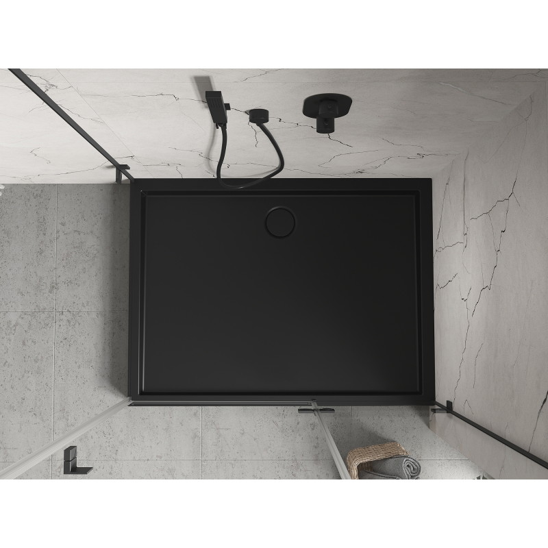 Mexen Flow+ receveur rectangulaire 100 x 80 cm, noir mat - 46R708010H