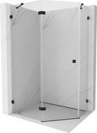 Mexen Lunar cabine de douche pentagonale pivotante gauche 100 x 80 cm, transparent, noir - 831-100L-080P-70-00-L