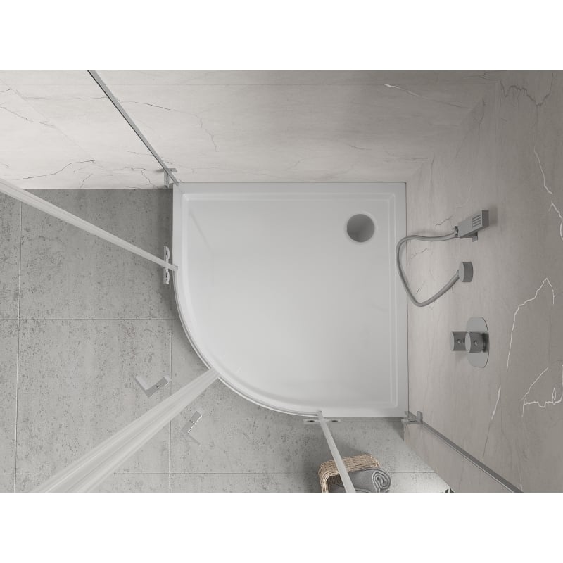 Mexen Flow+ receveur de douche semi-circulaire 80 x 80 cm, blanc brillant - 46Q108080H