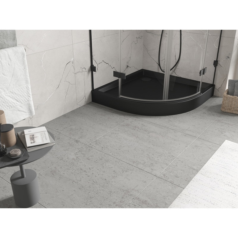 Mexen Flow+ receveur de douche demi-circulaire 80 x 80 cm, noir mat - 46Q708080H