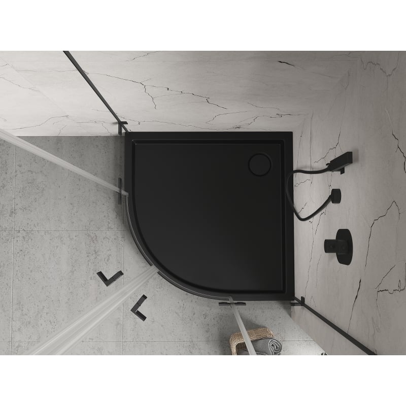 Mexen Flow+ receveur de douche semi-circulaire 100 x 100 cm, noir mat - 46Q701010H