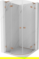 Mexen Lunar L cabine de douche semi-circulaire battante 80 x 80 cm, transparent, cuivre brossé - 833L-080L-080P-65-00