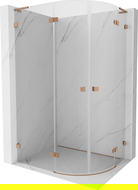 Mexen Lunar L cabine de douche semi-circulaire pivotante gauche 90 x 70 cm, transparent, cuivre brossé - 833L-090L-070P-65-00