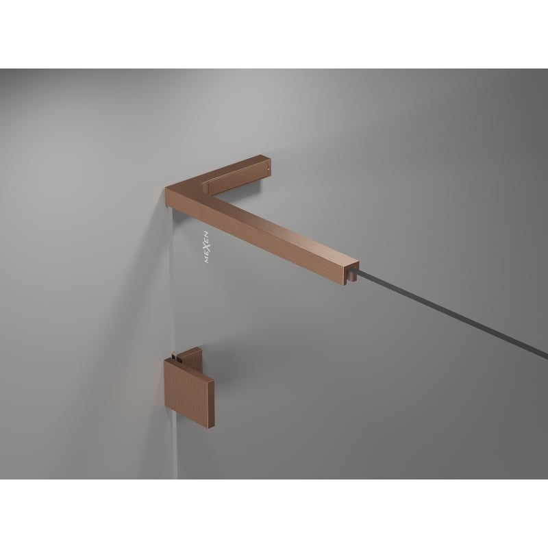 Mexen Lunar L cabine de douche semi-circulaire pivotante 90 x 90 cm, transparent, cuivre brossé - 833L-090L-090P-65-00