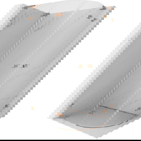 Mexen Lunar L cabine de douche quart de rond pivotante gauche 100 x 80 cm, transparent, cuivre brossé - 833L-100L-080P-65-00
