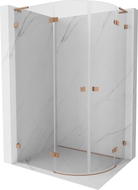 Mexen Lunar L cabine de douche quart de cercle pivotante à gauche 100 x 90 cm, transparent, cuivre brossé