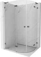 Cabine de douche Mexen Lunar L semi-circulaire pliante gauche 80 x 70 cm, transparent, gris canon brossé - 833L-080L-070P-66-00