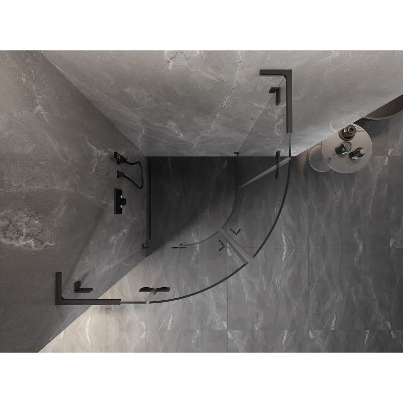 Mexen Lunar L cabine de douche semi-circulaire pivotante 100 x 100 cm, transparent, gris canon brossé - 833L-100L-100P-66-00