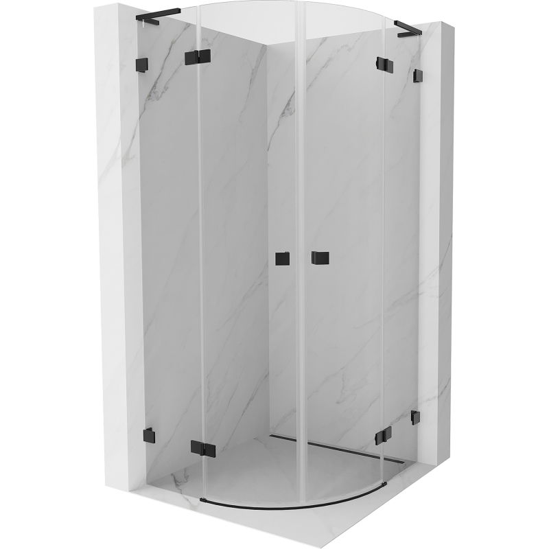 Mexen Lunar L cabine de douche demi-circulaire pivotante 70 x 70 cm, transparent, noir - 833L-070L-070P-70-00