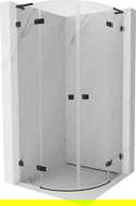 Mexen Lunar L cabine de douche demi-circulaire battante 80 x 80 cm, transparente, noire - 833L-080L-080P-70-00