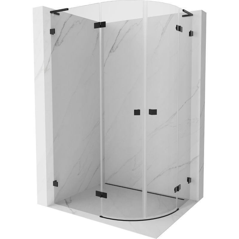 Mexen Lunar L cabine de douche semi-circulaire à charnière gauche 90 x 70 cm, transparente, noire - 833L-090L-070P-70-00