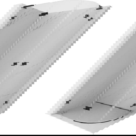 Mexen Lunar L cabine de douche semi-circulaire à charnière gauche 90 x 70 cm, transparente, noire - 833L-090L-070P-70-00