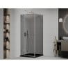 Mexen Roma cabine de douche battante 80 x 80 cm, graphite, chrome + receveur Flat, noir - 854-080-080-01-40-4070