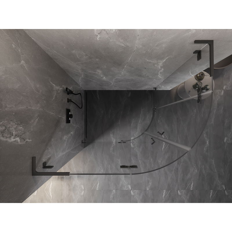 Mexen Lunar L cabine de douche semi-circulaire pivotante gauche 100 x 80 cm, transparent, gun metal - 833L-100L-080P-95-00