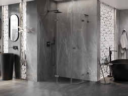 Mexen Lunar L cabine de douche semi-circulaire ouvrante à gauche 100 x 90 cm, transparent, gun metal - 833L-100L-090P-95-00