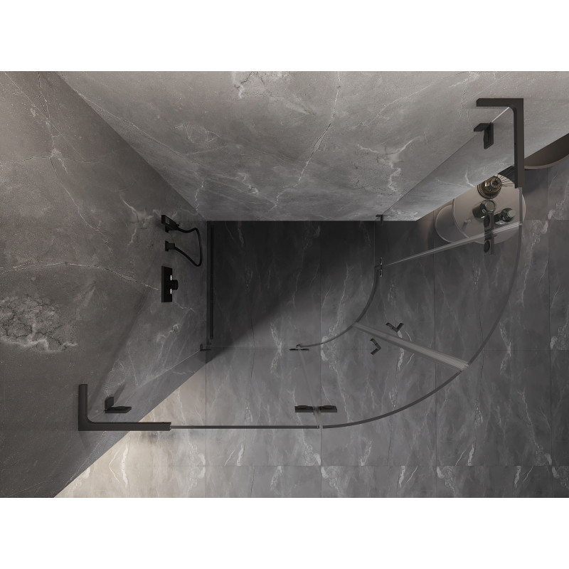 Mexen Lunar L cabine de douche semi-circulaire pivotante gauche 100 x 90 cm, transparent, gun metal - 833L-100L-090P-95-00