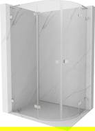 Mexen Lunar L cabine de douche semi-circulaire pivotante gauche 80 x 70 cm, transparent, nickel brossé - 833L-080L-070P-97-00