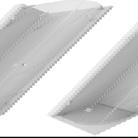 Mexen Lunar L cabine de douche semi-circulaire pivotante gauche 90 x 70 cm, transparente, nickel brossé - 833L-090L-070P-97-00