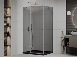 Mexen Roma cabine de douche pivotante 90 x 120 cm, graphite, chrome + receveur Plat, noir - 854-090-120-01-40-4070