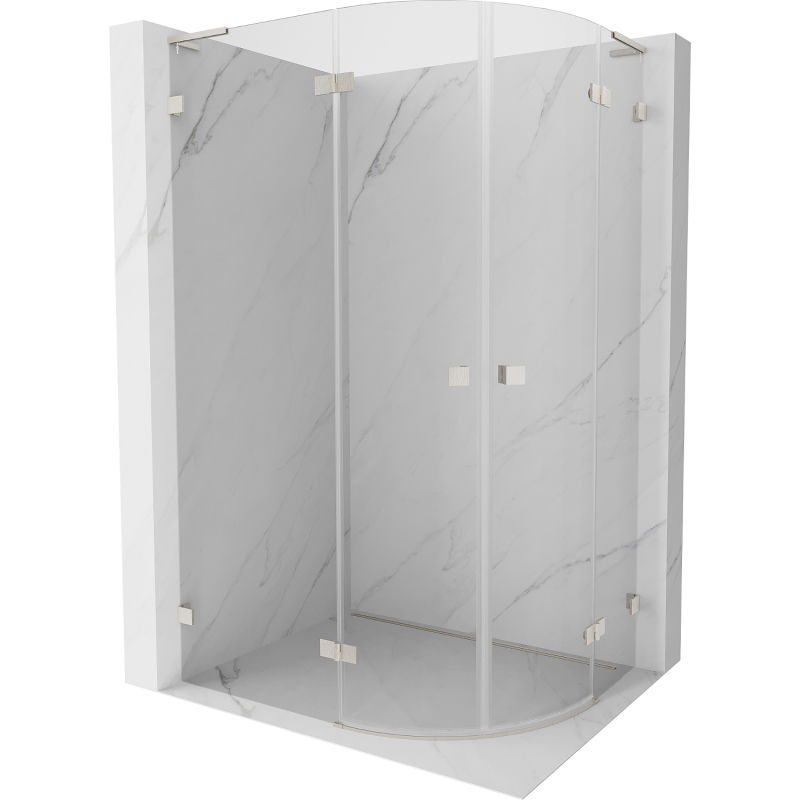 Mexen Lunar L cabine de douche semi-circulaire pivotante gauche 100 x 80 cm, transparente, nickel brossé - 833L-100L-080P-97-00