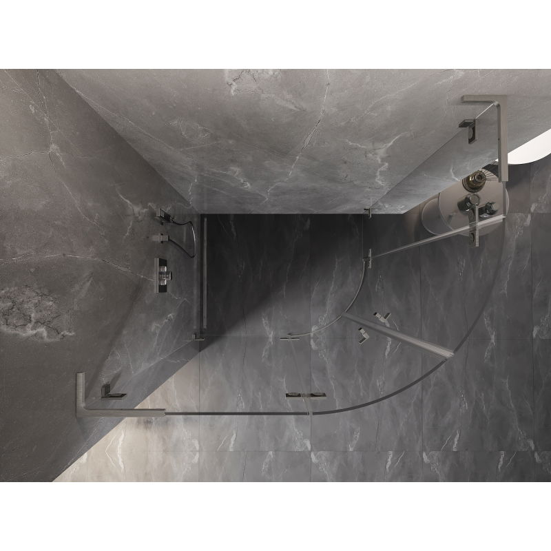 Mexen Lunar L cabine de douche semi-circulaire pivotante gauche 100 x 90 cm, transparent, nickel brossé - 833L-100L-090P-97-00