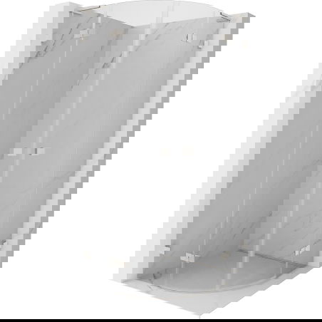 Mexen Lunar L cabine de douche semi-circulaire pivotante 100 x 100 cm, transparente, nickel brossé - 833L-100L-100P-97-00