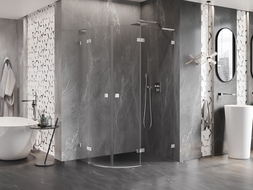 Cabine de douche demi-circulaire Mexen Lunar L droite 90 x 80 cm, transparent, chromé - 833L-090P-080L-01-00