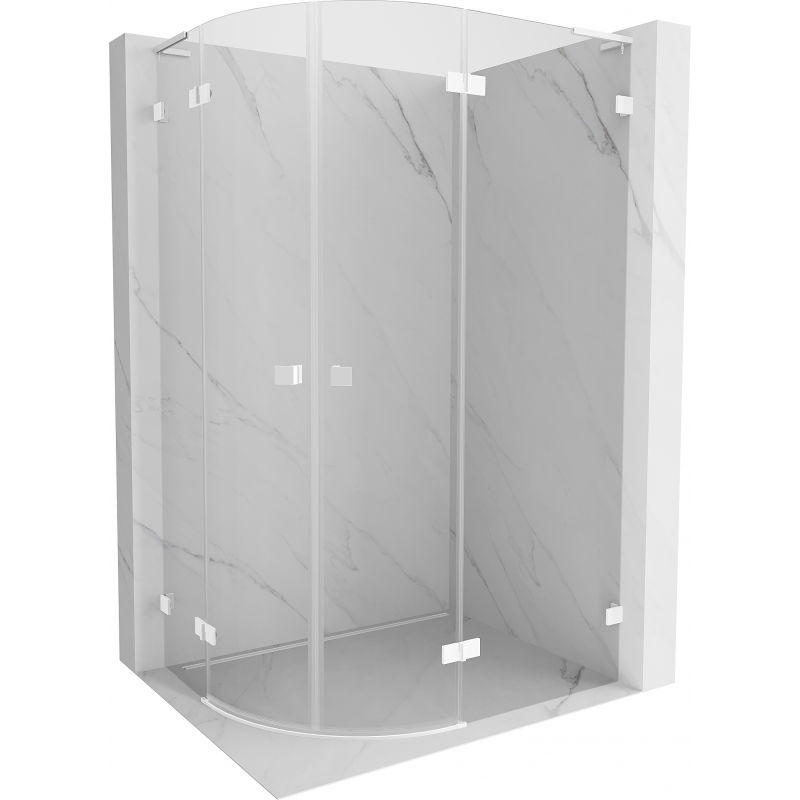 Cabine de douche semi-circulaire Mexen Lunar L pivotante droite 80 x 70 cm, transparent, blanc - 833L-080P-070L-20-00